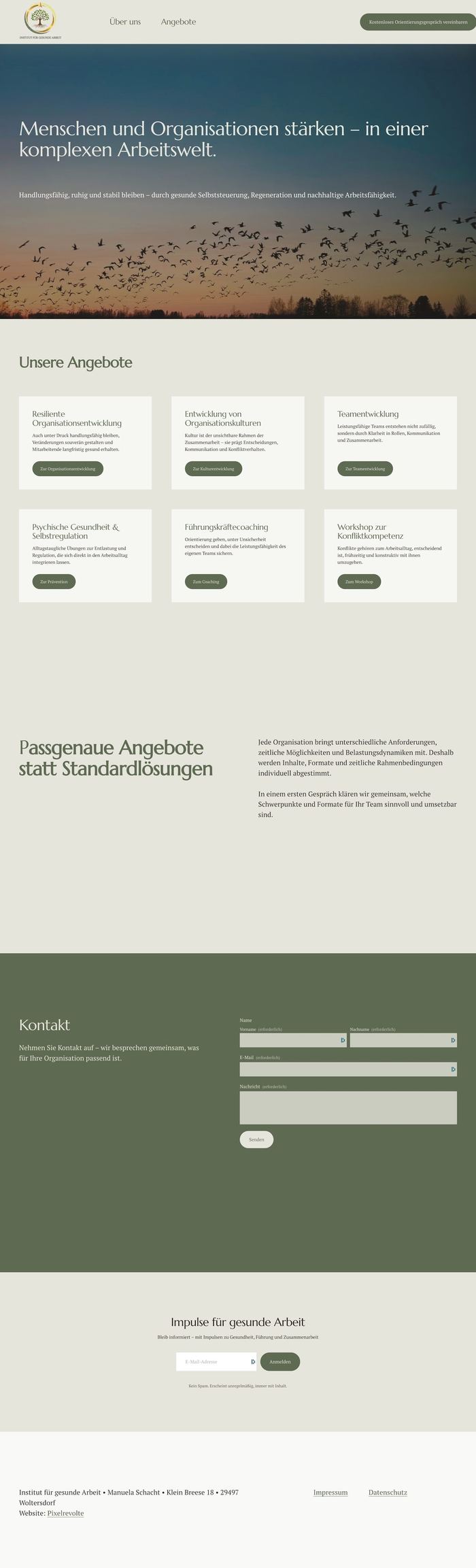 Webdesign-Projekt: Institut für Gesunde Arbeit